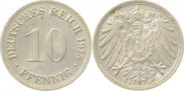 013n15D~1.5 10 Pfennig  1915D f. prfr. J 013  