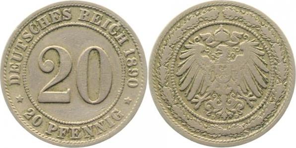 01490D~3.0 20Pfennig  1890D ss J 014  