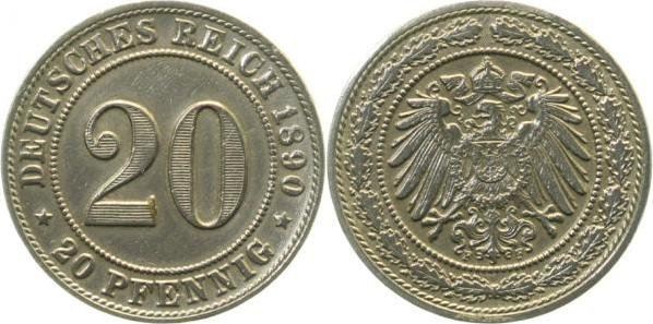 01490F~2.5-H 20Pfennig  1890F ss/vz J 014  