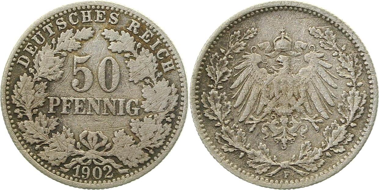 015n02F~3.2b 50 Pfennig  1902F ss- kleine Krätzerchen J 015  