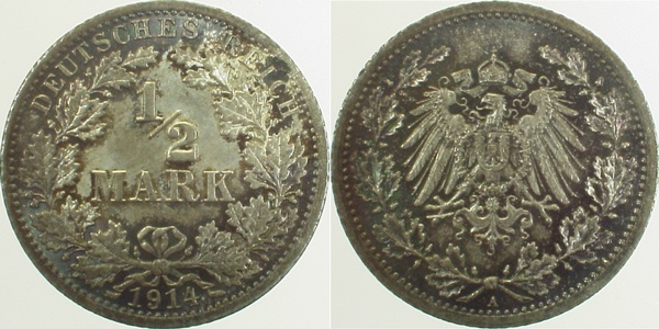 01614A~1.1b 0.5 Mark  1914A prfr/stgl Patina J 016  