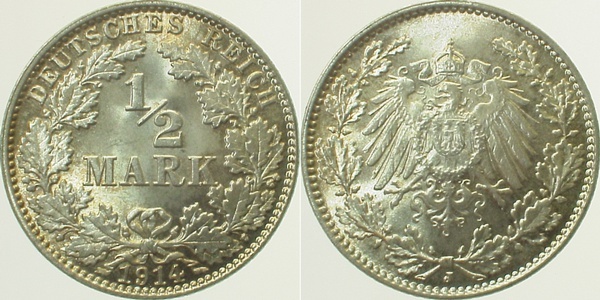 01614J~1.1 0.5 Mark  1914J prfr/stg !!!!  Archiv Franquinet J 016  