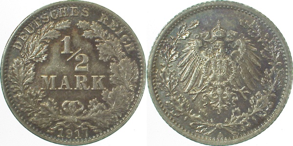 01617A~1.5b 0.5 Mark  1917A vz/stgl. geschwärzt J 016  