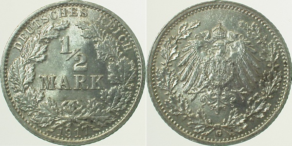 01617G~1.5 0.5 Mark  1917G vz/st.ungeschwärz J 016  