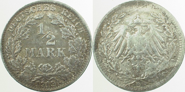 01619D~2.5 0.5 Mark  1919D ss/vz J 016  