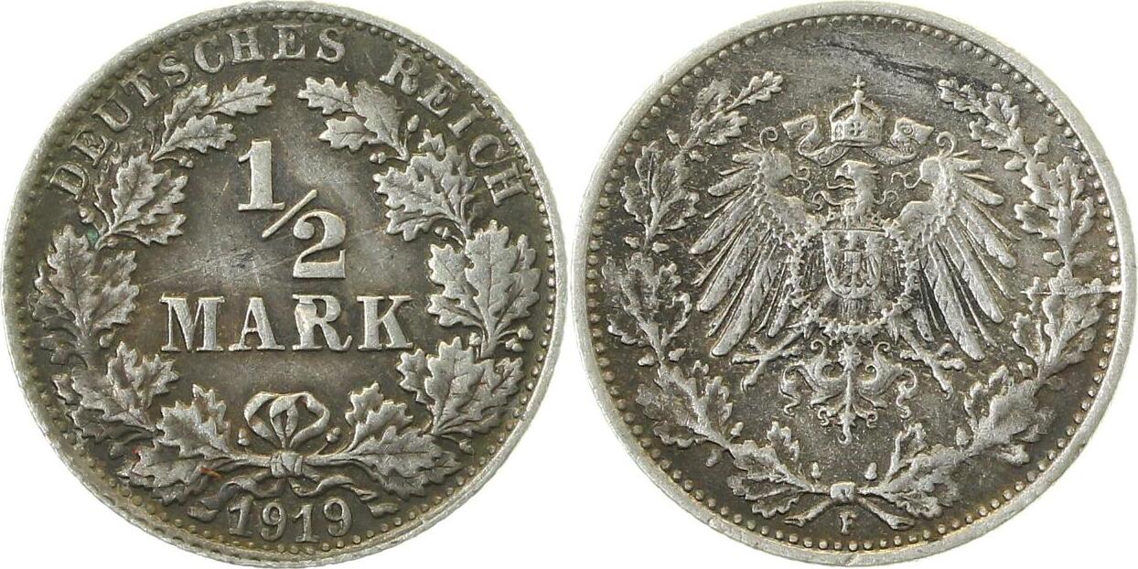 01619F~2.0b 0.5 Mark  1919F vz ungeschwärzt J 016  