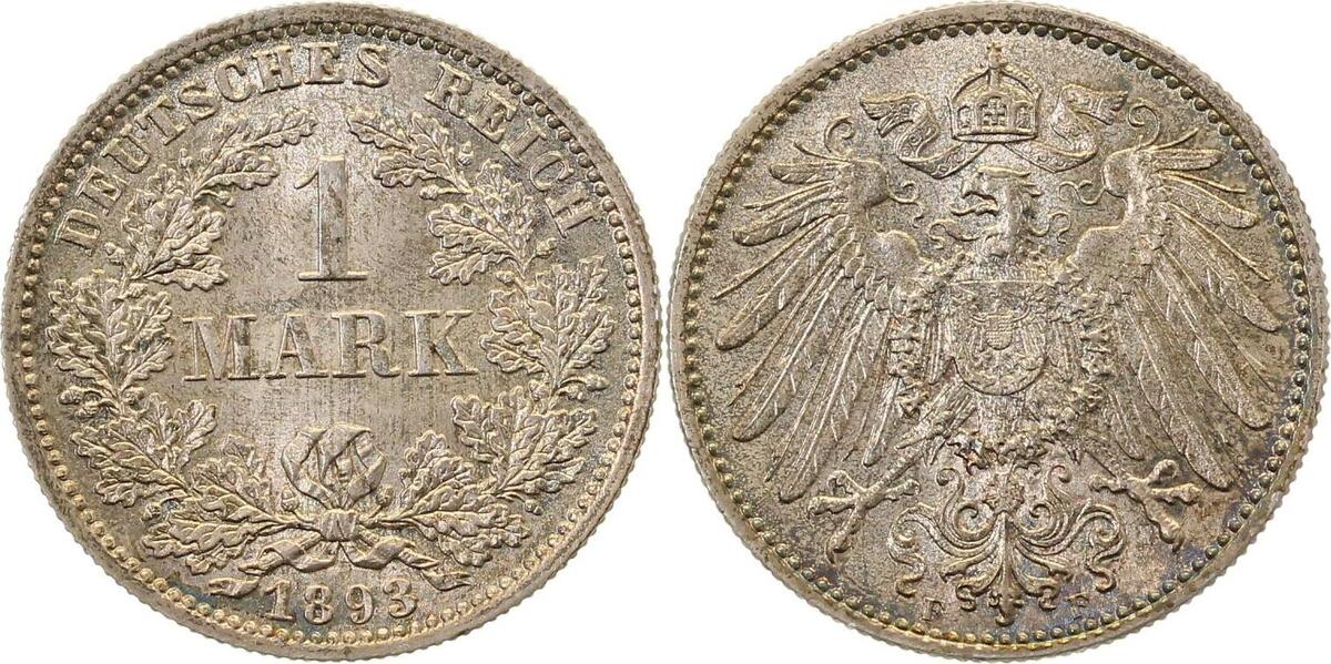 01793F~0.95-GG 1 Mark  1893F prfr.fein !!!!!, extrem selten i.d. Erhaltung J 017  