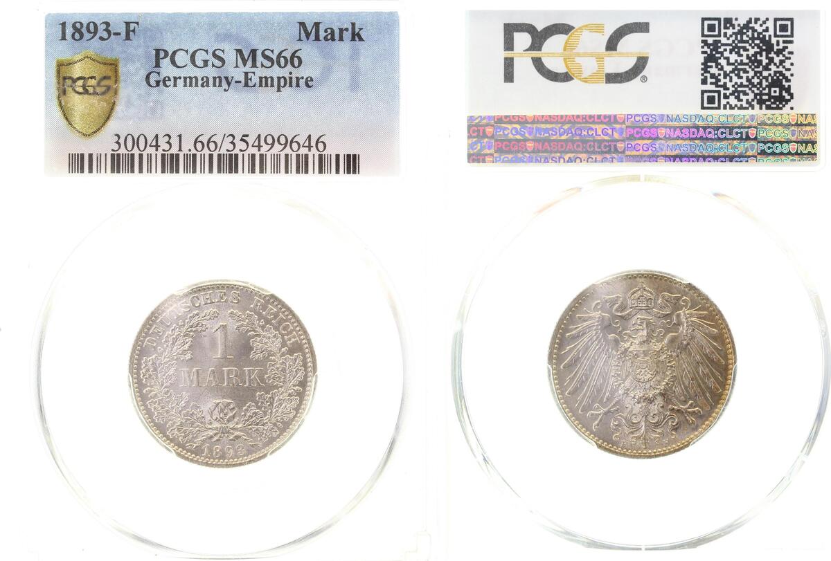 01793F~1.0-GG 1 Mark  1893F stgl. PCGS MS66, 35499646 J 017  