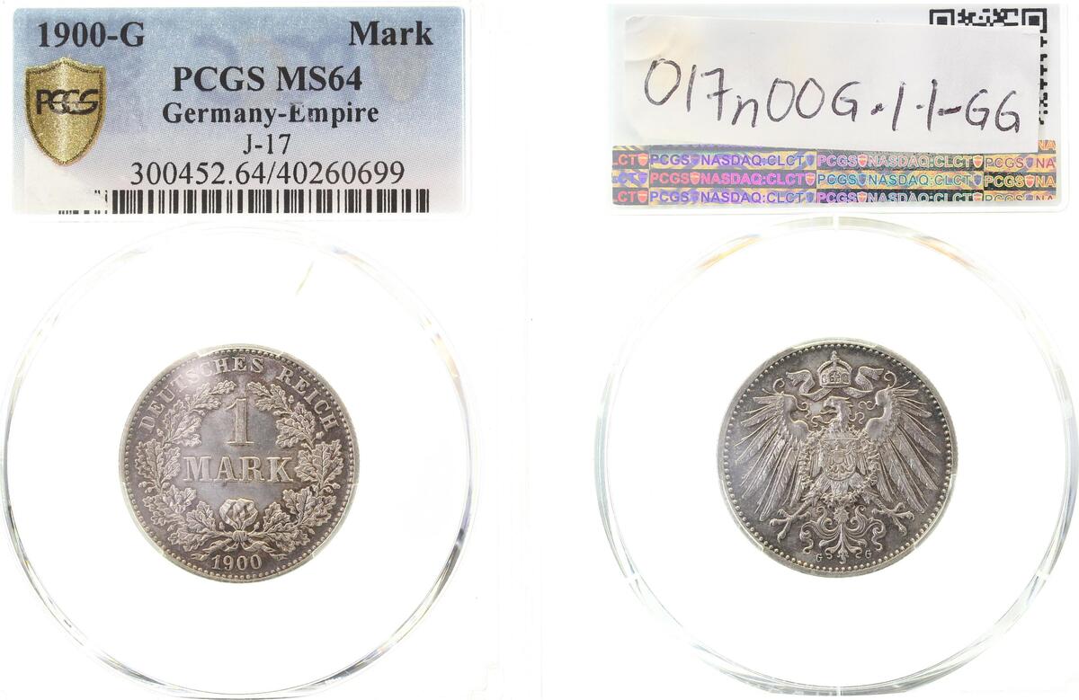 017n00G~1.1-GG 1 Mark  1900G prfr/stgl !!!, PCGS MS64, 40260699 J 017  