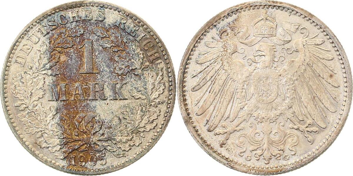 017n05G~1.4-GG-PAT 1 Mark  1905G f.prfr/ vz/stgl, leichte beginnende Patina J 017  