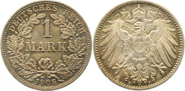 017n08F~1.1-PAT 1 Mark  1908F prfr/stgl !!! sehr schöne Patina J 017  