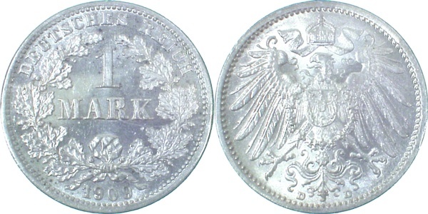 017n09D~1.5a 1 Mark  1909D vz/stgl. Erstabschlag !! J 017  