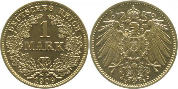 017n09E~1.1-GG 1 Mark  1909E prfr/stgl !!! ein Top Stück J 017  