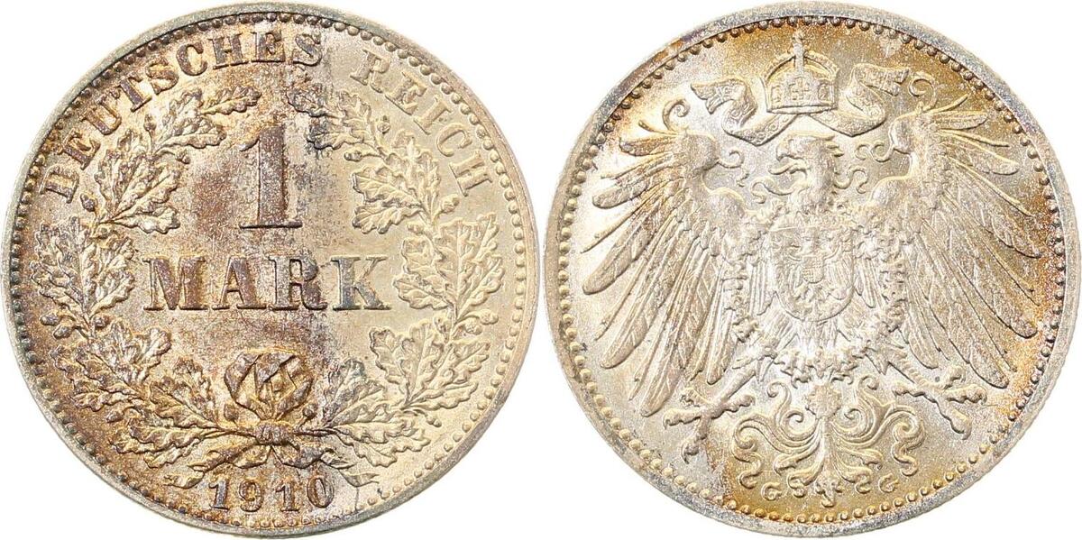 017n10G~1.4-GG-PAT 1 Mark  1910G f.prfr/f.prfr/prfr leichte beginnende Patina !!! J 017  