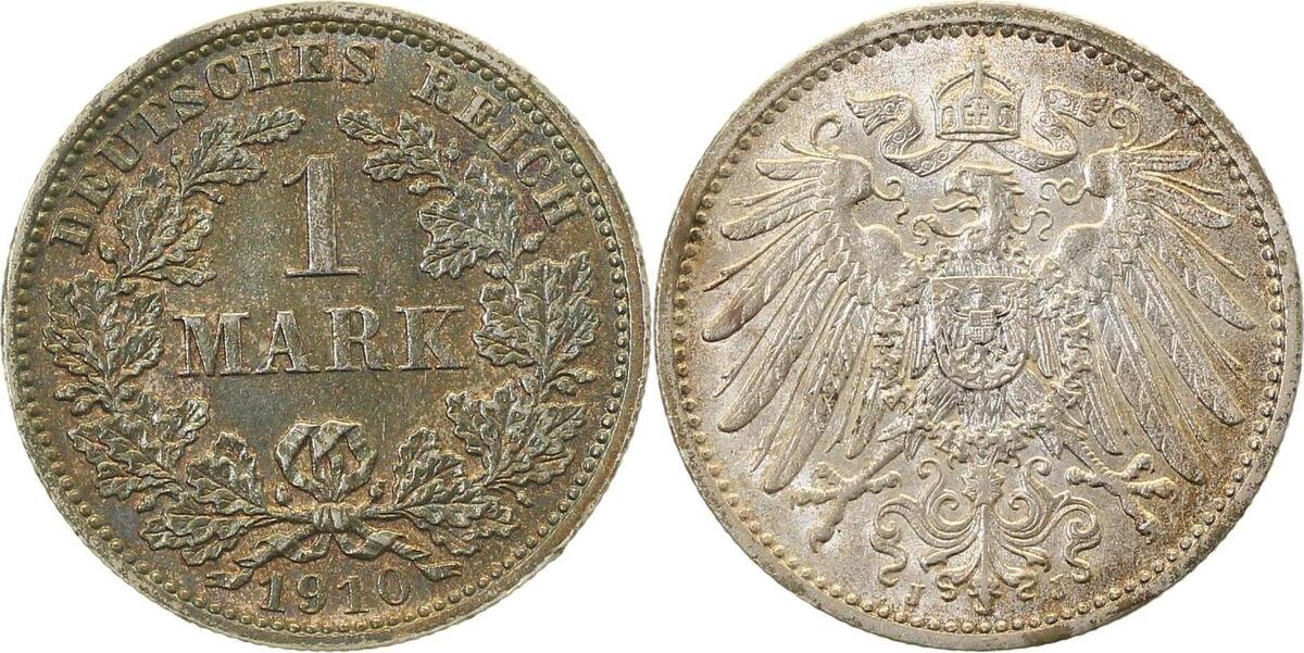 017n10J~1.4-GG-PAT 1 Mark  1910J f.prfr /f.prfr , herrliche Patina J 017  