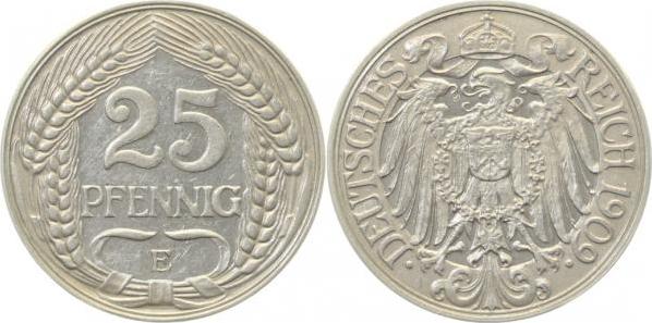 01809E~0.1 25 Pfennig  1909E vz/stgl aus PP!!! J 018  