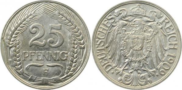 01809F~2.2 25 Pfennig  1909F f. vz J 018  