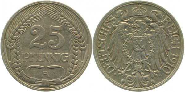 01810A~2.5 25 Pfennig  1910A ss/vz J 018  