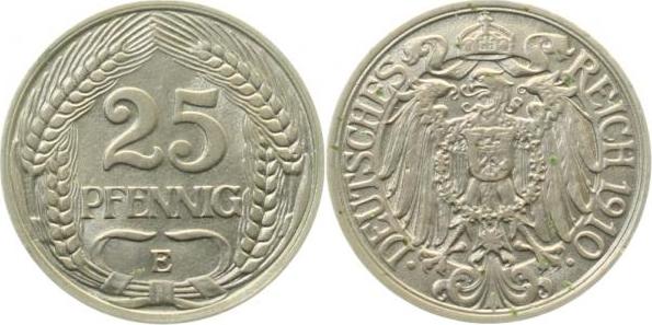 01810E~2.0 25 Pfennig  1910E vz J 018  