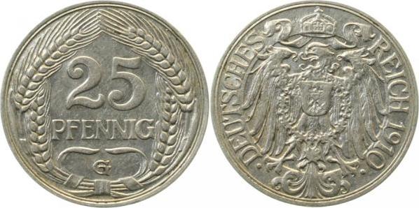 01810G~2.2 25 Pfennig  1910G f.vz J 018  