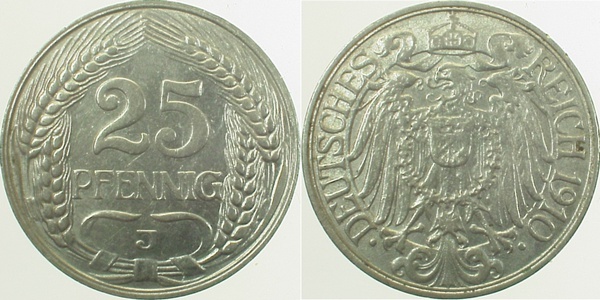 01810J~2.2 25 Pfennig  1910J vz- J 018  