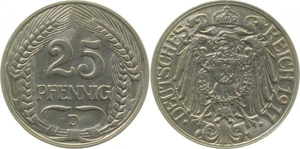 01811D~1.5 25 Pfennig  1911D f.prfr. J 018  