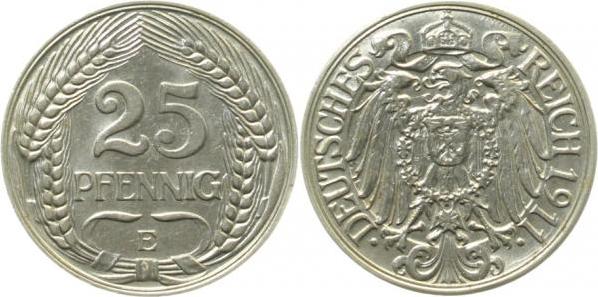 01811E~1.5 25 Pfennig  1911E vz/st J 018  