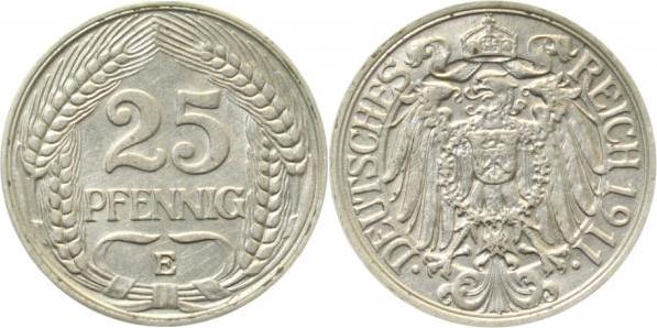 01811E~2.5 25 Pfennig  1911E ss/vz J 018  