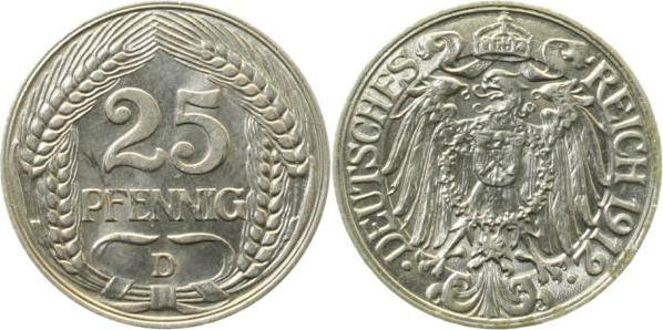 01812D~1.5b 25 Pfennig  1912D f.prfr. kl. Kratzer J 018  