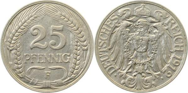 01812F~2.2 25 Pfennig  1912F f. vz J 018  