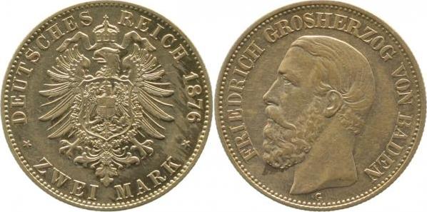 02676G~2.1-GG   Baden Friedrich I  1876G f.vz/vz !!!! J 026  