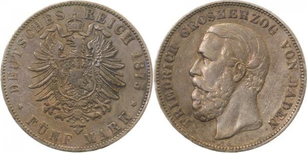 02775G~2.8-GG-PAT   Friedrich I Baden 1875G ss+ Patina !! J 027  