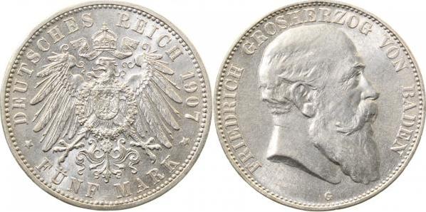 03307G~1.5-GG 5 M  Friedrich I 1907G Baden vz/stgl J 033  
