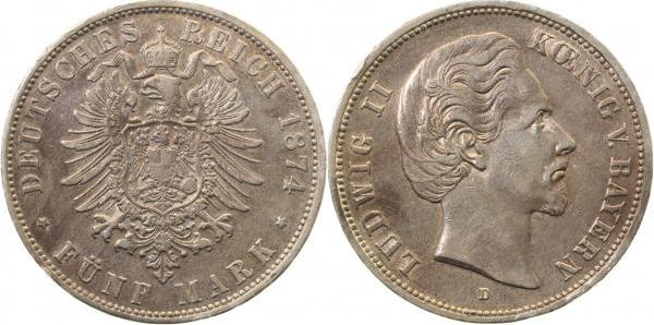 04274D~2.9-GG-PAT 5 Mark  Ludwig II 74D ss+ kl. Rfl. Patina J 042  