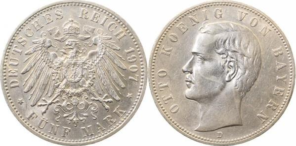 04607D~1.5b-GG 5 Mark   Otto 1907D vz/st leichte kratzerchen J 046  