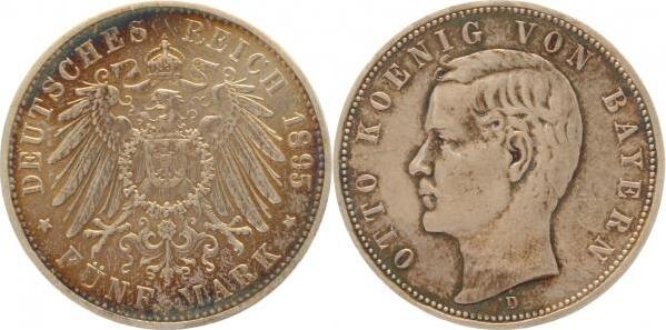 04695D~2.1-GG-PAT 5 Mark   Otto 1895D vz/vz+ leichte Patina J 046  