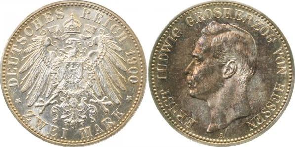 07200A~1.3a-GG-PAT 2 Mark  Hessen Ernst Ludwig 1900 f.prfr/f.stgl EA !!! RR Patina J 072  