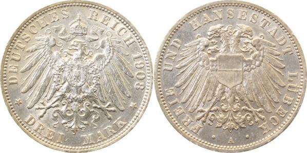 08208A~1.5-GG 3 M Lübeck 1908A vz/stgl !!! J 082  