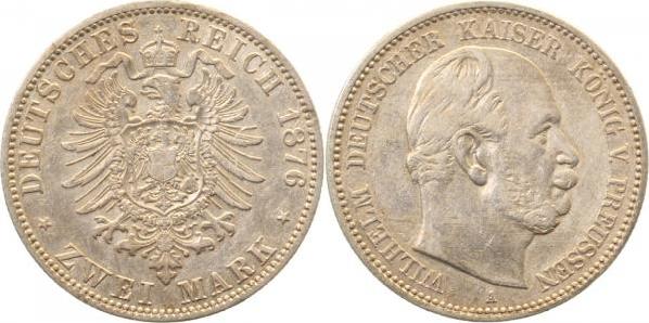 09676A~2.5-GG 2 Mark  Wilhelm 1876A ss/vz überdurchschnittlich J 096  