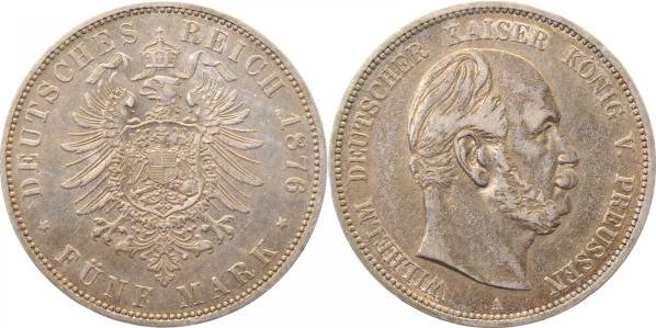 09776A~2.2-GG-PAT 5 Mark  Wilhelm I 1876A f.vz leichte Patina J 097  