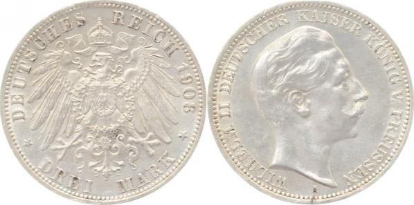 10308A~1.5 3 M. Wilhelm II 1908A vz/st prägebedingter Rand J 103  