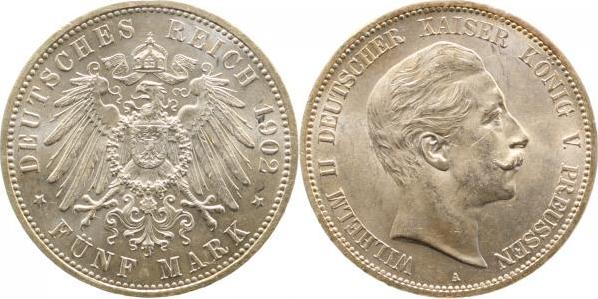 10402A~1.3-GG 5 Mark  Wilhelm II 1902A f.prfr/f.stgl schneeweiss J 104  