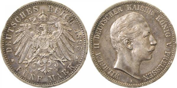 10495A~2.5-GG-PAT 5 Mark  Wilhelm II 1895A ss/vz Patina J 104  