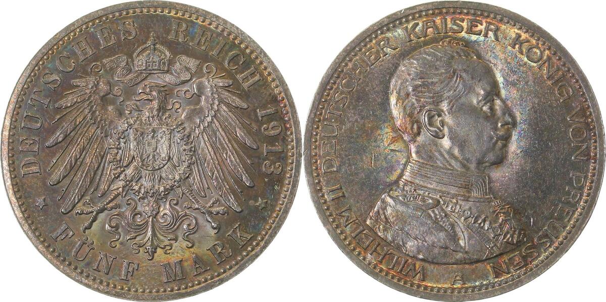 11413A~0.5-GG-PAT 5 Mark  Kaiser Unif. 13A vz/stgl aus PP, herrliche Patina !! J 114  
