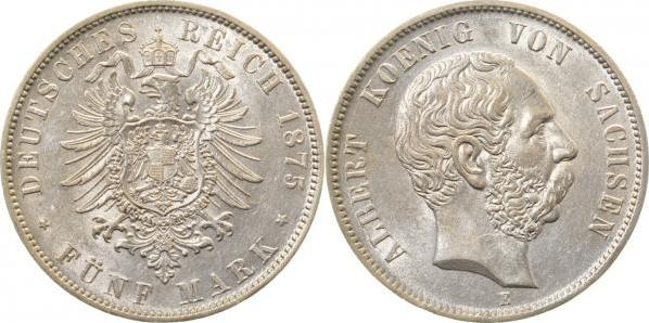 12275E~1.5-GG 5 Mark  Sachsen Albert 1875E vz/stgl J 122  