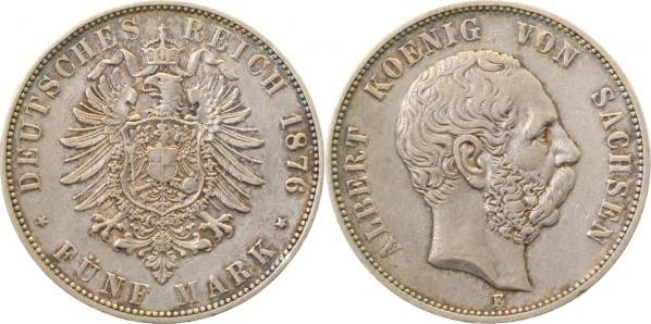 12276E~2.5c-GG 5 Mark  Sachsen Albert 1876E ss/vz J 122  