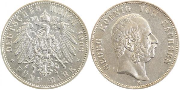 13003E~2.5 5 Mark  Sachsen Georg 1903E ss/vz J 130  