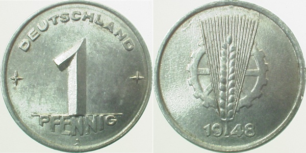 150148A~1.5 1 Pfennig  DDR 1948A vz/prfr. J1501  