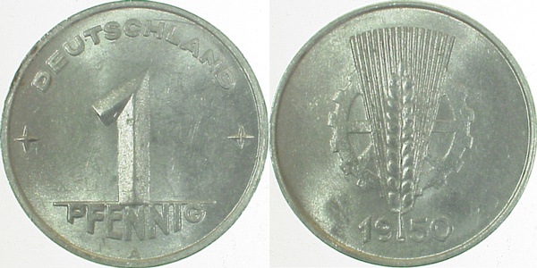 150150A~1.0 1 Pfennig  DDR 1950A stgl./matt J1501  