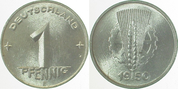 150150E~1.0 1 Pfennig  DDR 1950E stgl./matt J1501  